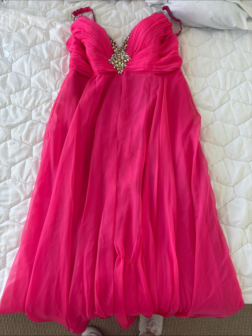 Fuchsia Beaded Chiffon Dress